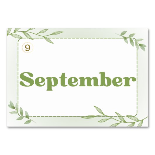 Monate auf Chinesisch (Flash Cards) Tischnummer (Rückseite)