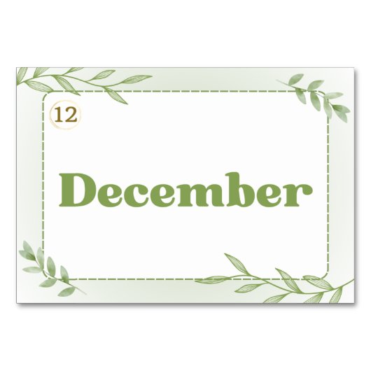 Monate auf Chinesisch (Flash Cards) Tischnummer (Rückseite)