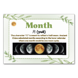 Monate auf Chinesisch (Flash Cards) Tischnummer