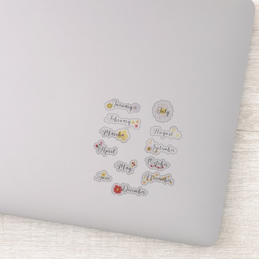 Monate des Jahres Blume Aufkleber-Set Aufkleber (Detail)