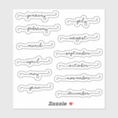 Monate des Jahres Cursive Planner Aufkleber (Blatt)