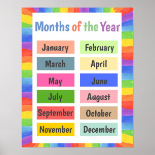 Monate des Jahres farbenfroh Poster