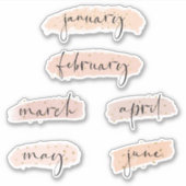 Monate des Jahres - Januar bis Juni Gold-Rose Aufkleber (Vorderseite)