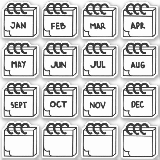 Monate des Jahres Multi-Pack Aufkleber (Vorderseite)