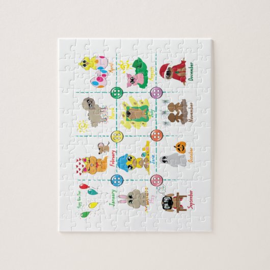 Monate des Jahres Puzzle (Vertikal)