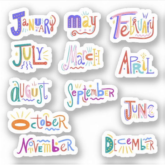 Monate des Jahres Sticker (Vorderseite)