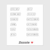 Monate des Jahres Sticker Set Art Deco (Blatt)