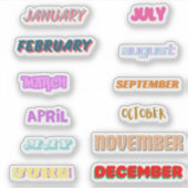 Monate des Jahres Sticker-Set Aufkleber (Vorderseite)