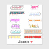 Monate des Jahres Sticker-Set Aufkleber (Blatt)