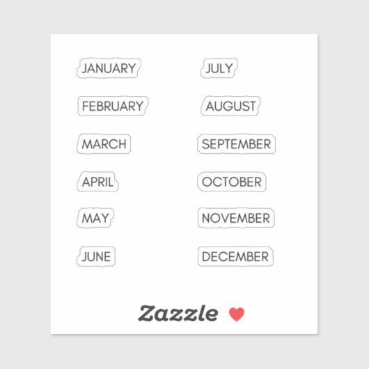 Monate des Jahres Sticker Set Minimalistisch (Blatt)