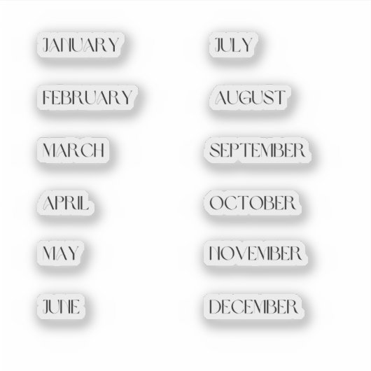 Monate des Jahres Sticker Set Vintag (Vorderseite)