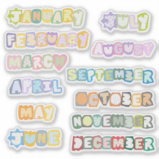Monate eines Jahres Aufkleber (Vorderseite)