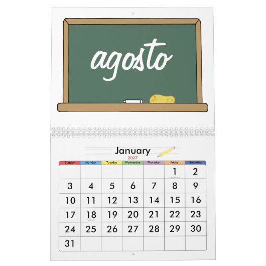 Monate im spanischen Kalender (Jan 2027)