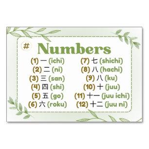 Monate in japanischer Sprache (Flash Cards) Tischnummer