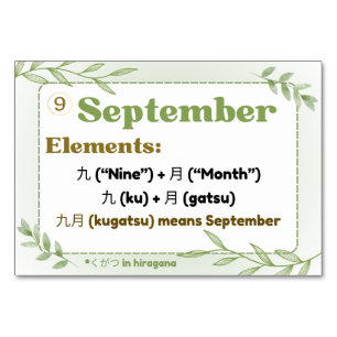 Monate in japanischer Sprache (Flash Cards) Tischnummer