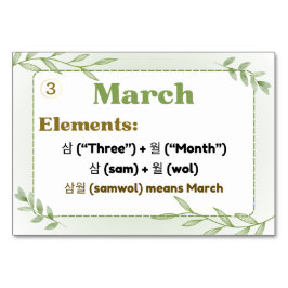 Monate in koreanischer Hangul (Flash Cards) Tischnummer