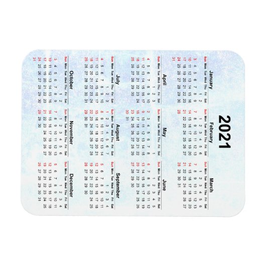 Monatlich 2021 Kalender Magnet Texturiert (Horizontal)