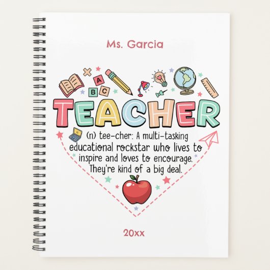 Monatlich personalisierter Lehrer Planer (Vorderseite)