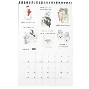 Monatliche Bucket-Liste Familienlieblinge Aquarell Kalender