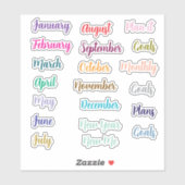 Monatliche dekorative Aufkleber für den Planer (Blatt)