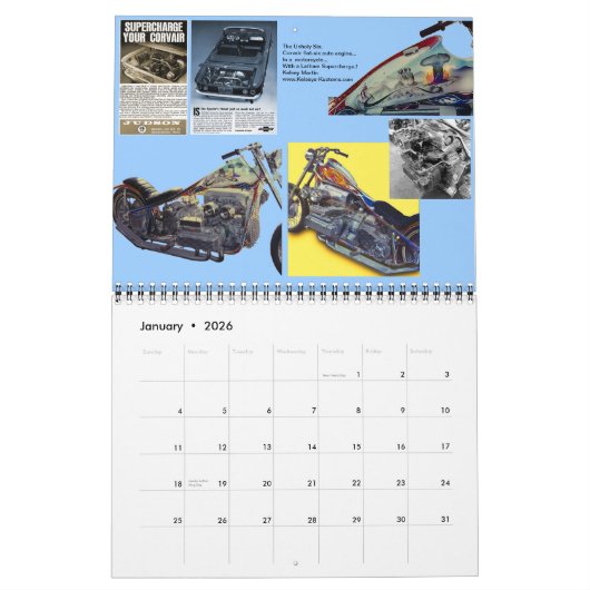 Monatliche Motorradmargen 2016 Kalender (Jan 2026)