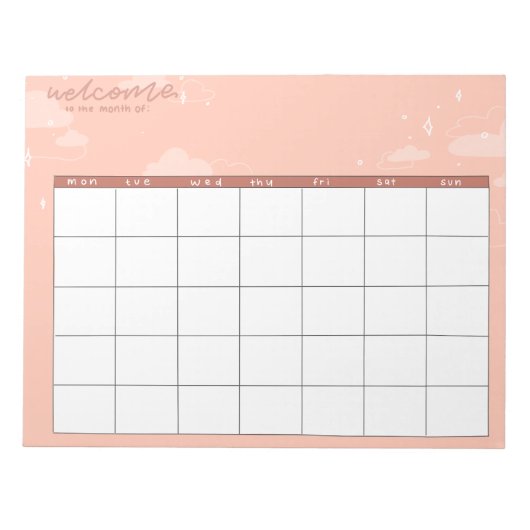 Monatliche Peach Tracker Notizblock (Vorderseite)