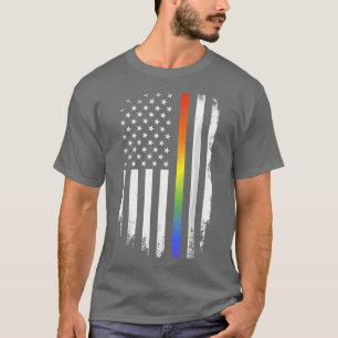 Monatliche Unterstützung für LGBT mit Rainbow US A T-Shirt