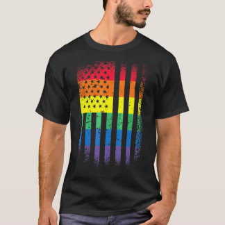 Monatliche Unterstützung für LGBT mit Rainbow US A T-Shirt