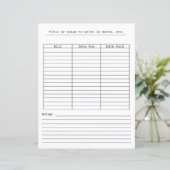 Monatliche Zahlungstabelle für Schreibwaren (Stehend Vorderseite)