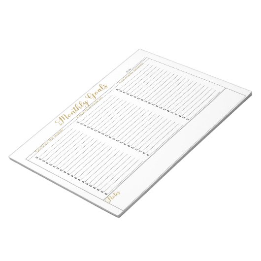 Monatliche Ziele Notebooks Notizblock (angewinkelt)