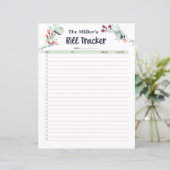 Monatlicher Bill Tracker im Niedlichen Blumenstil (Stehend Vorderseite)