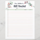 Monatlicher Bill Tracker im Niedlichen Blumenstil (Vorderseite)