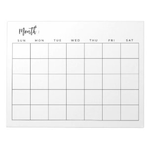 Monatlicher Blankalender Notizblock