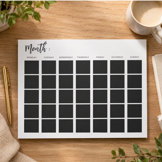Monatlicher Blankalender Notizblock
