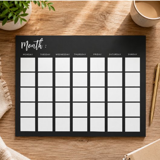 Monatlicher Blankalender Notizblock