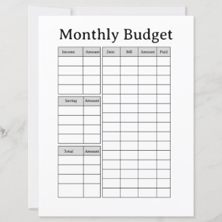 Monatlicher Budget-Tracker zum Ausdrucken 