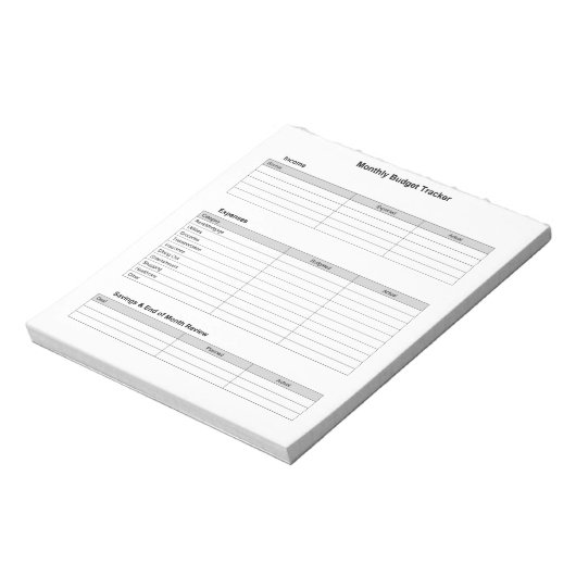 Monatlicher Budgettracker Notizblock (Rotiert)