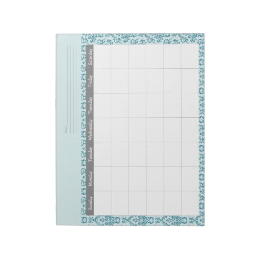 Monatlicher Damaskalenplan Notepad Notizblock (Rotiert)