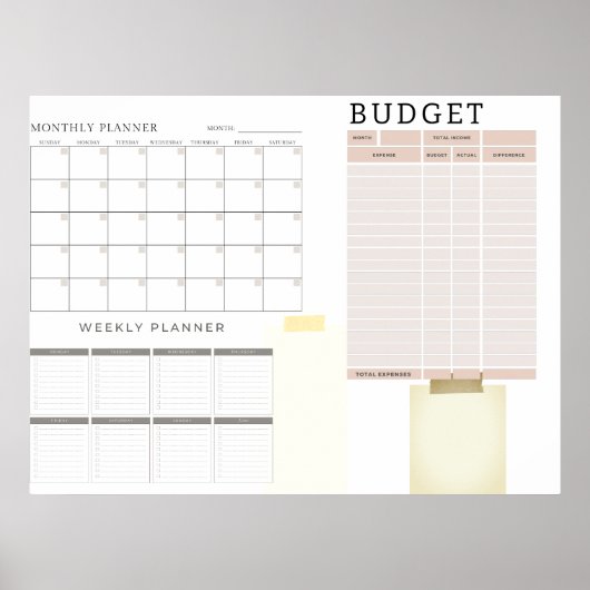 Monatlicher digitaler Haushaltsplaner Poster (Vorne)