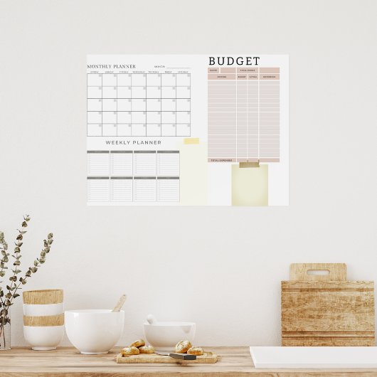 Monatlicher digitaler Haushaltsplaner Poster (Küche)