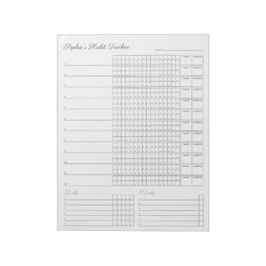 Monatlicher Habit-Tracker - Minimalistischer Plane Notizblock (Rotiert)