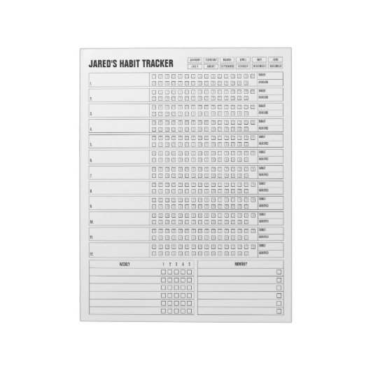 Monatlicher Habit-Tracker - Minimalistischer Plane Notizblock (Rotiert)