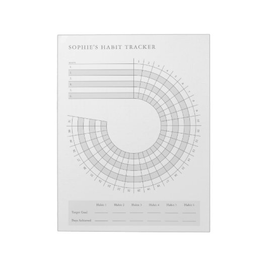 Monatlicher Habit-Tracker - Moderner Minimalistisc Notizblock (Rotiert)