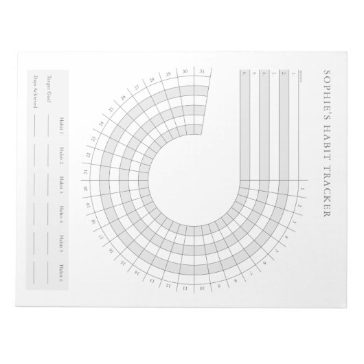 Monatlicher Habit-Tracker - Moderner Minimalistisc Notizblock (Vorderseite)