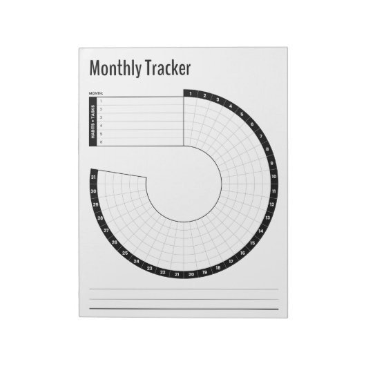 Monatlicher Habit-Tracker Notizblock (Rotiert)