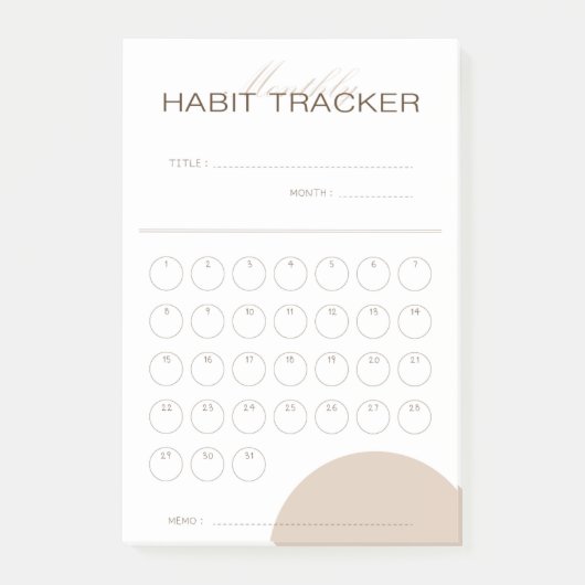 Monatlicher Habit-Tracker Post-it Klebezettel (Vorderseite)