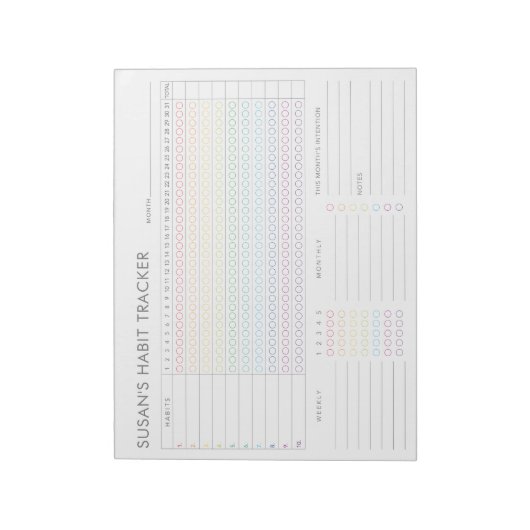Monatlicher Habit-Tracker - Rainbow Minimalistisch Notizblock (Rotiert)