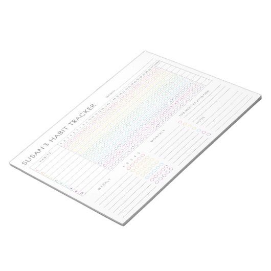 Monatlicher Habit-Tracker - Rainbow Minimalistisch Notizblock (angewinkelt)