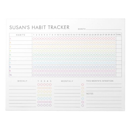 Monatlicher Habit-Tracker - Rainbow Minimalistisch Notizblock (Vorderseite)