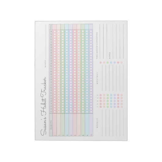 Monatlicher Habit-Tracker - Rainbow Minimalistisch Notizblock (Rotiert)